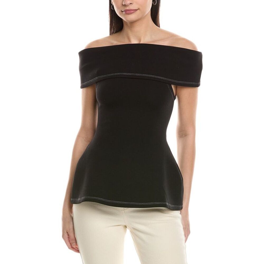 Weworewhat Womens Fold-Over Top, Black